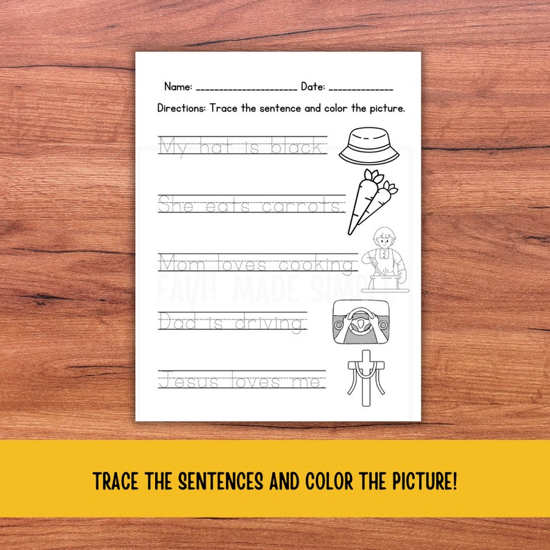 Tracing Sentences Worksheets, Handwriting Practice for Kids, Learn
