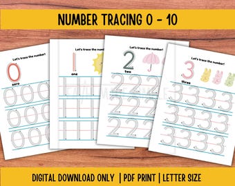 Number Tracing Worksheets 0-10: Preschool Math (PDF)