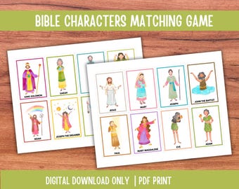Matching-game Bijbelpersonages: afdrukbare zondagsschool (digitale download)