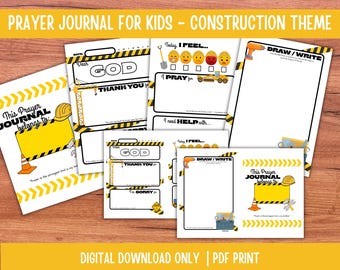 Gebedsdagboek met constructiethema voor kinderen: afdrukbare bijbelactiviteit | Devotioneel tijdschrift voor kinderen (pdf)