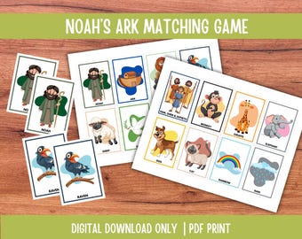Matching Game Ark van Noach: geheugenkaarten met bijbelverhalen (pdf)