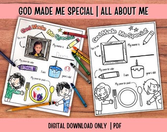 Werkblad God heeft me speciaal gemaakt: christelijke voorschoolse activiteit (pdf)