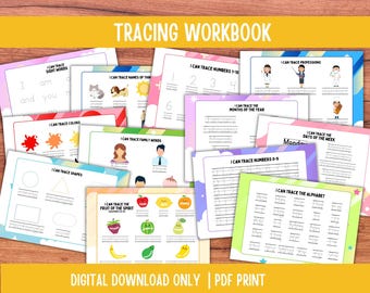 Tracing Workbook Bundle: Preschool Learning, Handwriting Practice (PDF Download)
