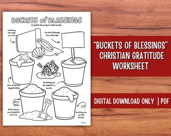 Buckets of Blessings | Christian Gratitude Worksheet | Thanksgiving Printable Activity for Kids
