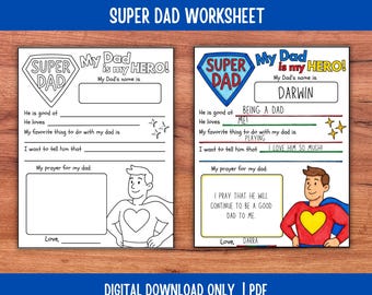 Super Dad Printable Worksheet | My Dad is My Hero Coloring Page | All About My Dad Activity