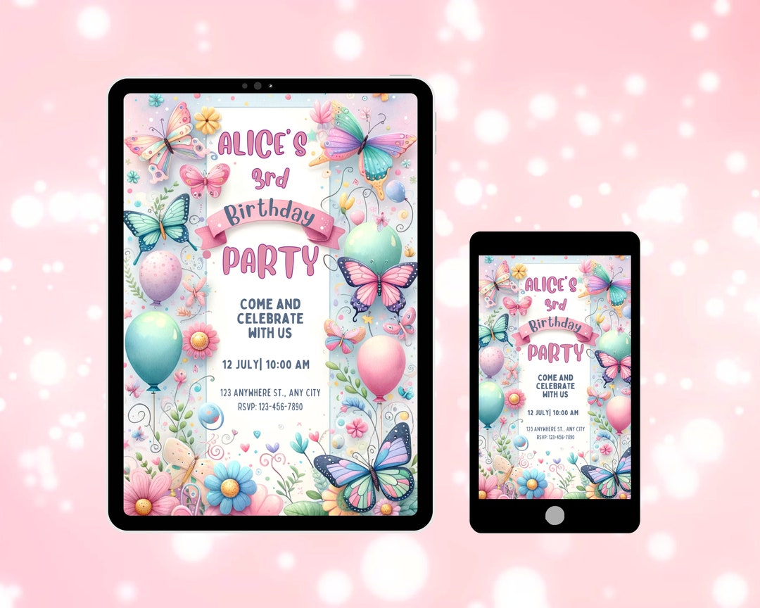 Butterfly Garden: Whimsical Birthday Party Invitation Printable and ...