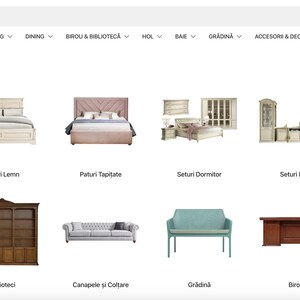 May include: A website screenshot showing a variety of furniture for sale, including beds, dressers, bookcases, sofas, and tables. The website is called "MOBARTA" and features a "Sale" banner.