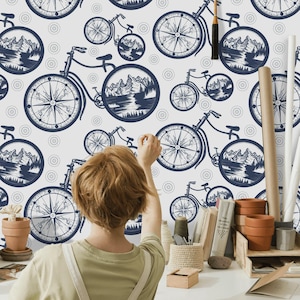 Bicycle Wheels Wallpaper Peel and Stick Pattern Removable
