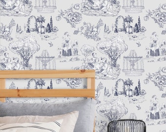 Toile de Jouy Wallpaper Classic Provence Peel and Stick Wallpaper Removable