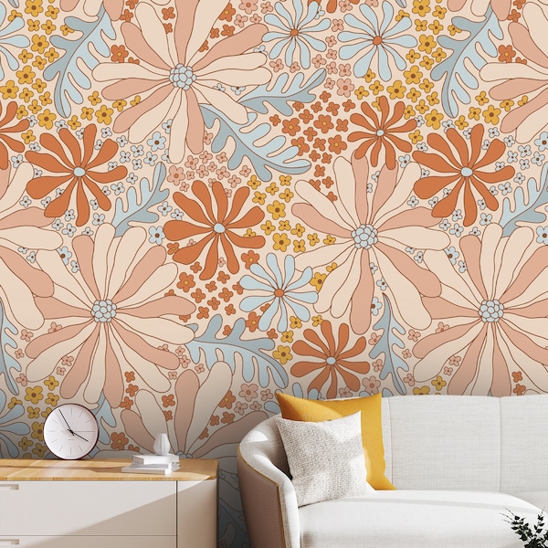 Groovy Flower Wallpaper Peel and Stick Vinil Paper