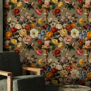 Carta da parati con bouquet floreale vintage - murale classico con natura morta