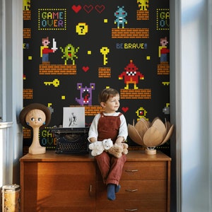 Game Over Wallpaper Retro Game Peel and Stick Removable