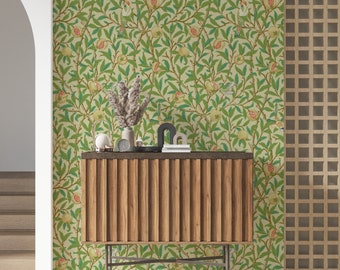 William Morris Bird & Pomegranate Wallpaper Mural - English Summer, Midnight Chorus, Spring Meadow, Indigo Dream Colors, Vintage Floral Art