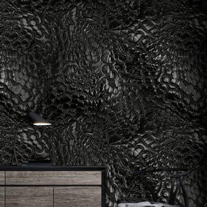 Faux Black Snake Skin Wallpaper 3D Texture Peel and Stick Modern Wall Mural Leather Decor