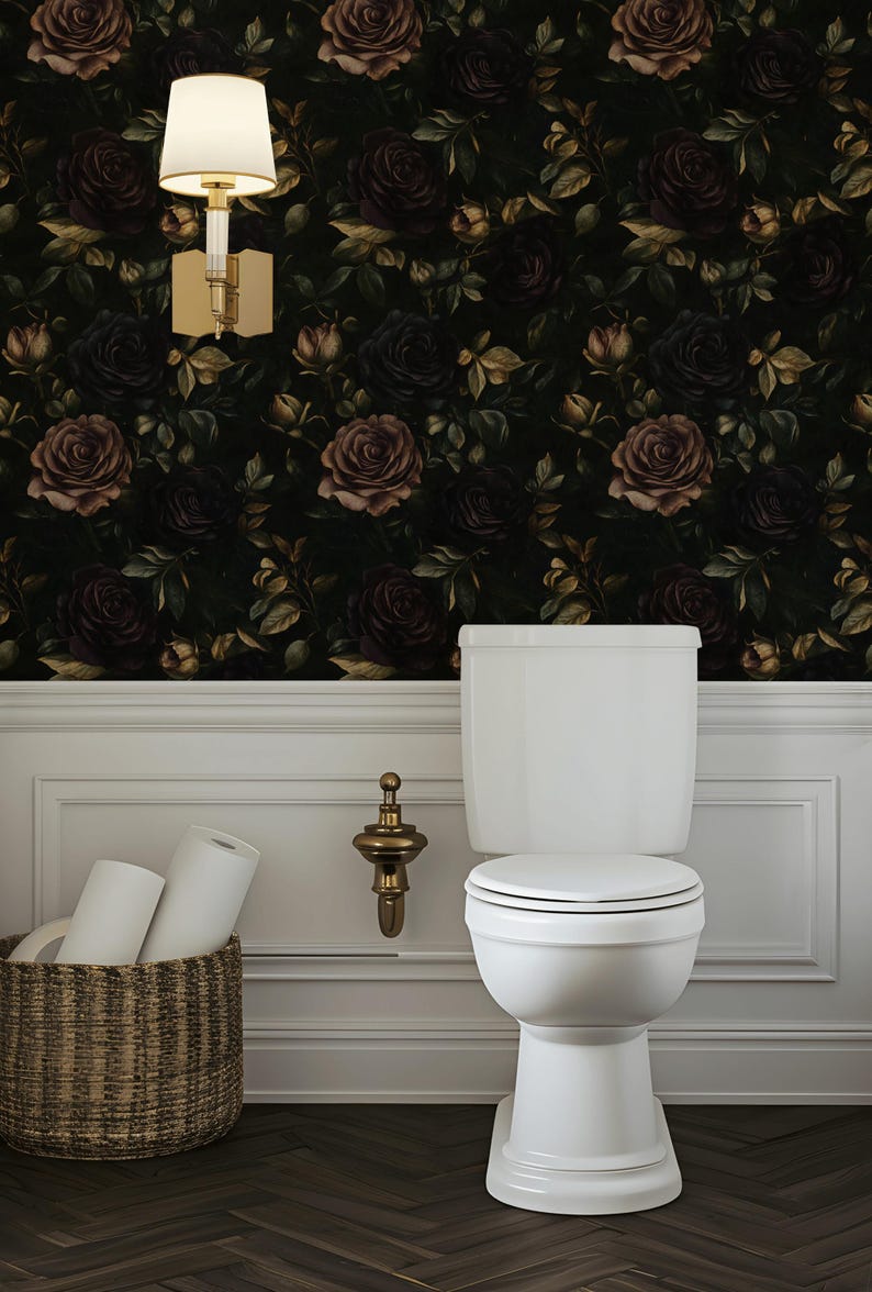 Moody Dark Floral Wallpaper Black Roses Peel and Stick Gothic Wall ...