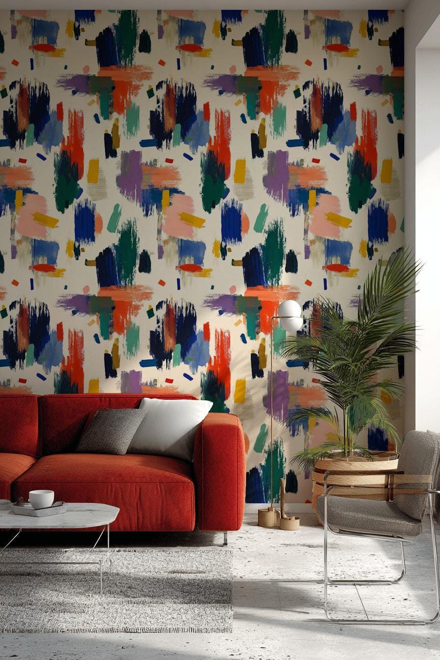 Abstract Wallpaper Peel and Stick Colorful Mural Modern Wall Decor - Etsy