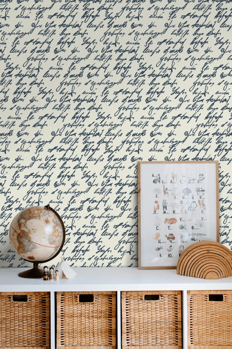 Vintage Handwritten Script Wallpaper | Elegant Calligraphy Wall Decor ...