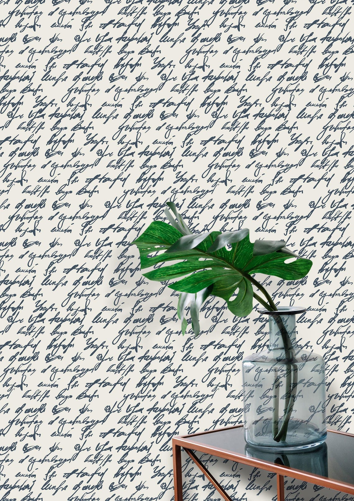 Vintage Handwritten Script Wallpaper | Elegant Calligraphy Wall Decor ...