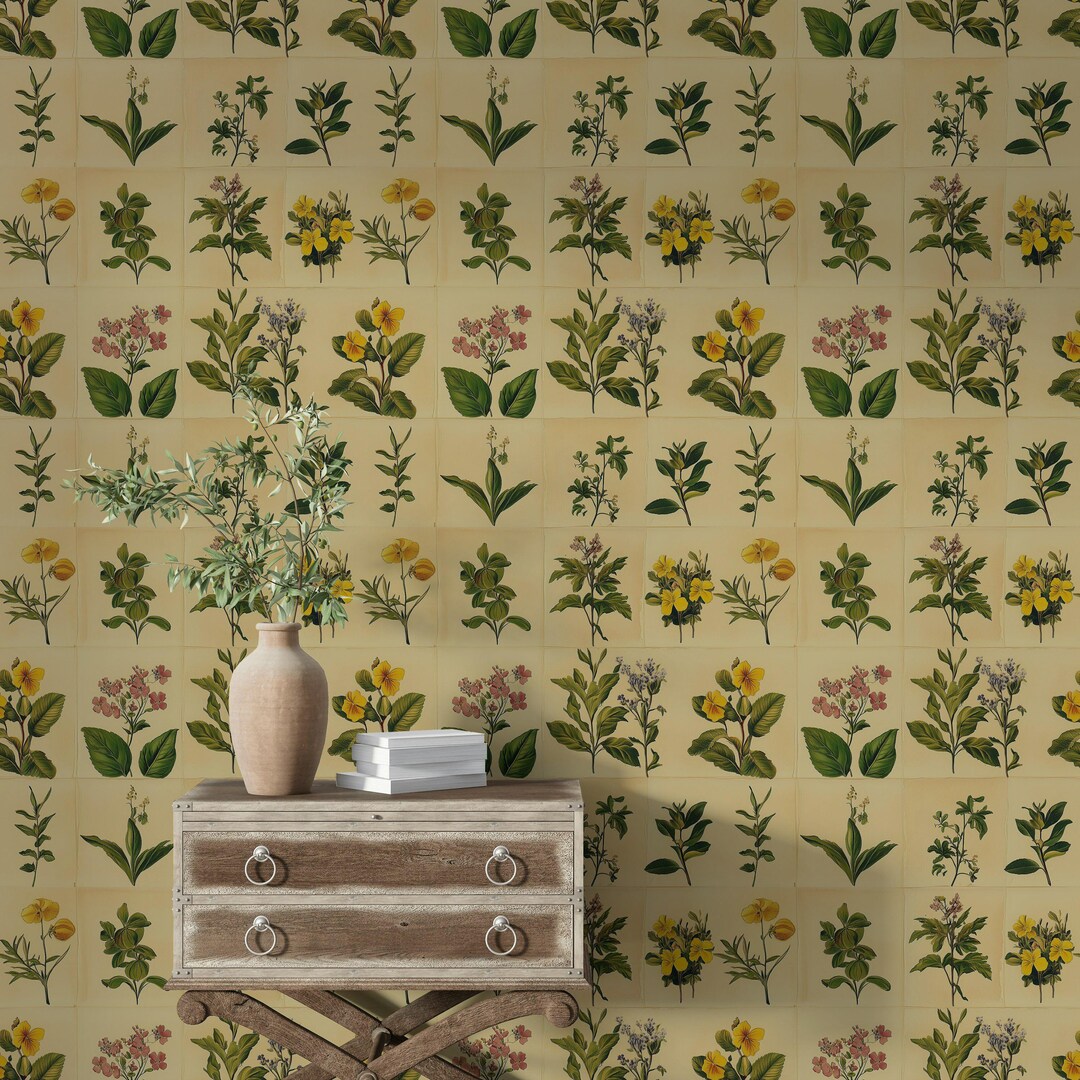 Floral Botanical Wallpaper Peel and Stick Vintage Mural Wall Decor - Etsy