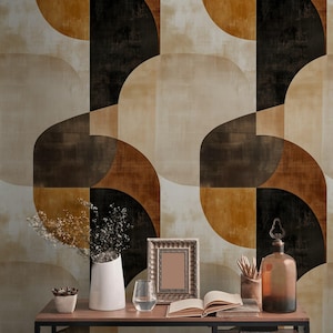 Abstrakte geometrische Mid-Century Tapete zum Abziehen und Aufkleben