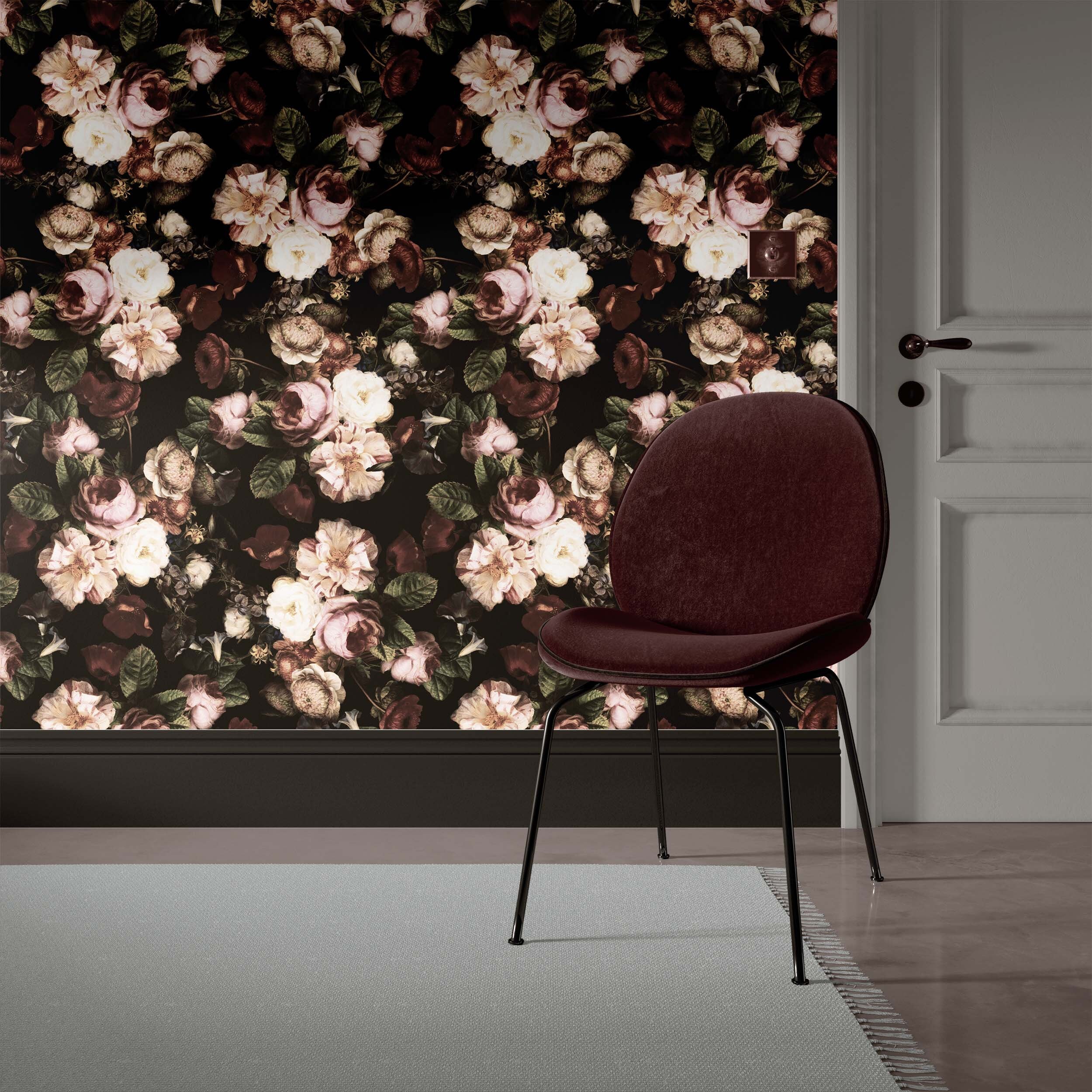 Dark Peony Floral Wallpaper Peel and Stick Peonies Wall Mural - Etsy