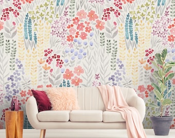 Aquarell Blumen schälen und kleben Wallpaper abnehmbar