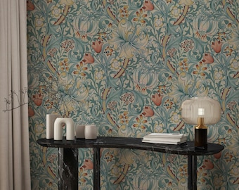 William Morris Golden Lily Wallpaper - Autumn Honey, Indigo Meadow, Slate Quarry & Amber, Summer Forest - 1899 John Henry Dearles Design