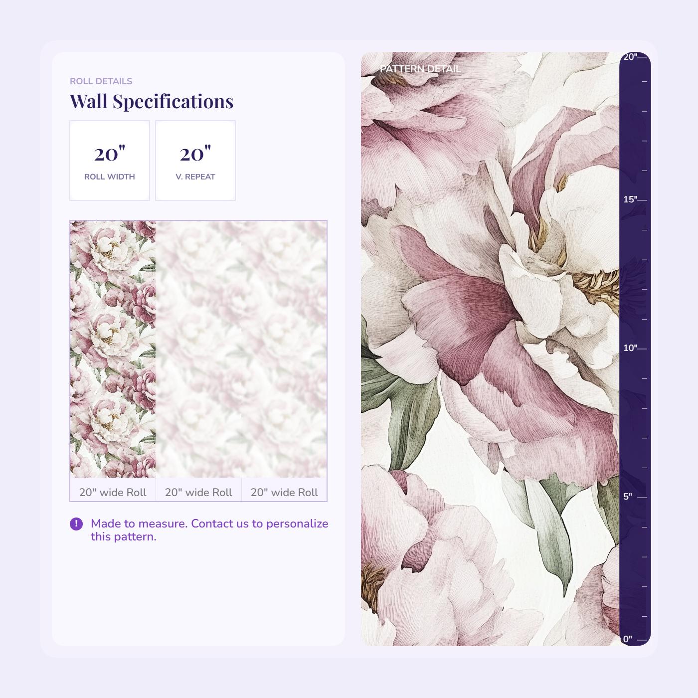 Blush Pink Peony Wallpaper Soft Floral Peel and Stick Wall Mural ...