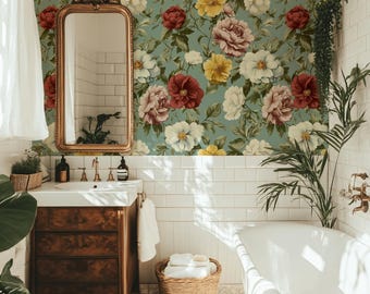 Colorful Peony Wallpaper Vibrant Floral Charming Interiors Mid-Century Style