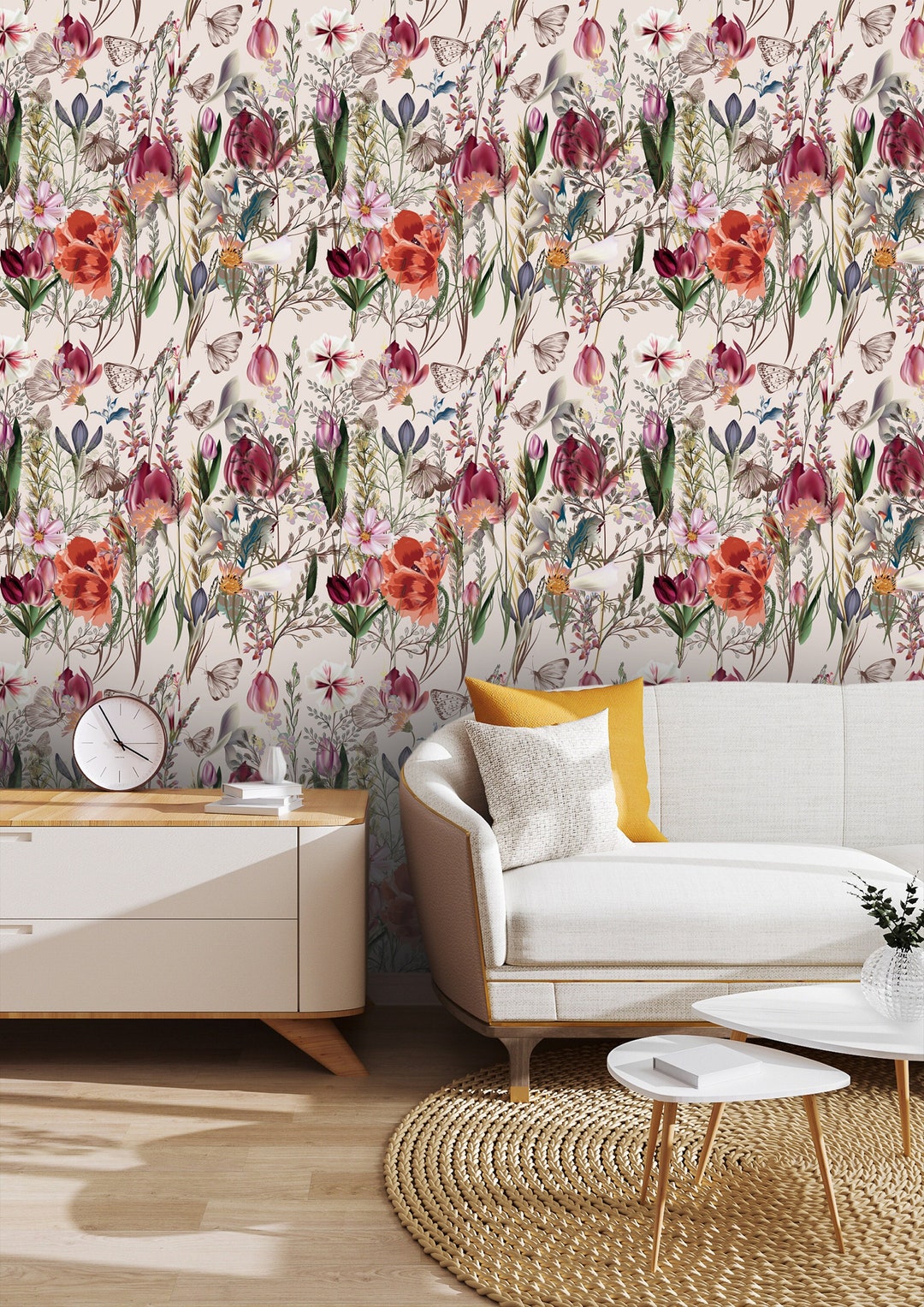 Floral Wallpaper Peel and Stick Colorful Sunflower Wall Mural Vintage ...
