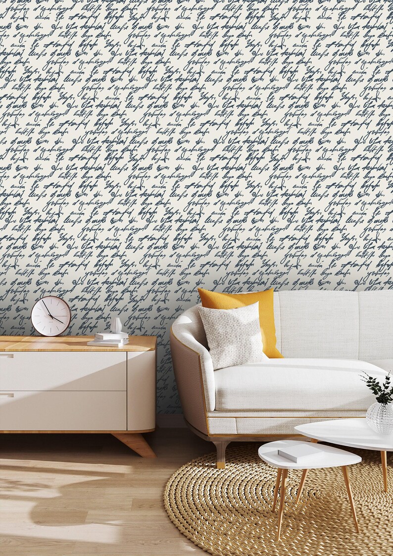 Vintage Handwritten Script Wallpaper | Elegant Calligraphy Wall Decor ...