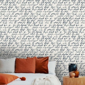 Vintage Handwritten Script Wallpaper | Elegant Calligraphy Wall Decor ...