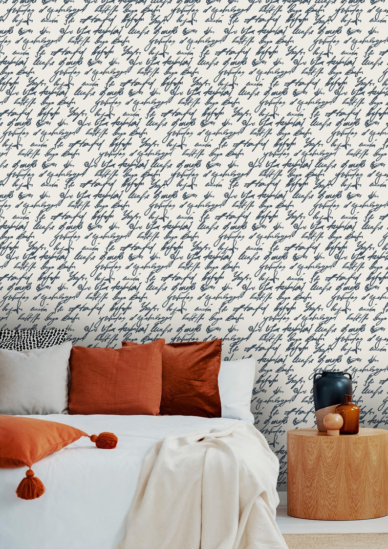 Vintage Handwritten Script Wallpaper | Elegant Calligraphy Wall Decor ...