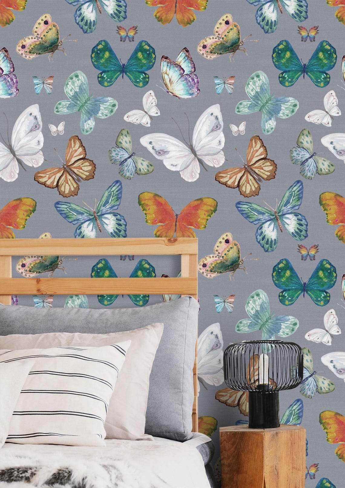 Wallpaper Butterfly Peel and Stick Pattern Wall Mural - Etsy