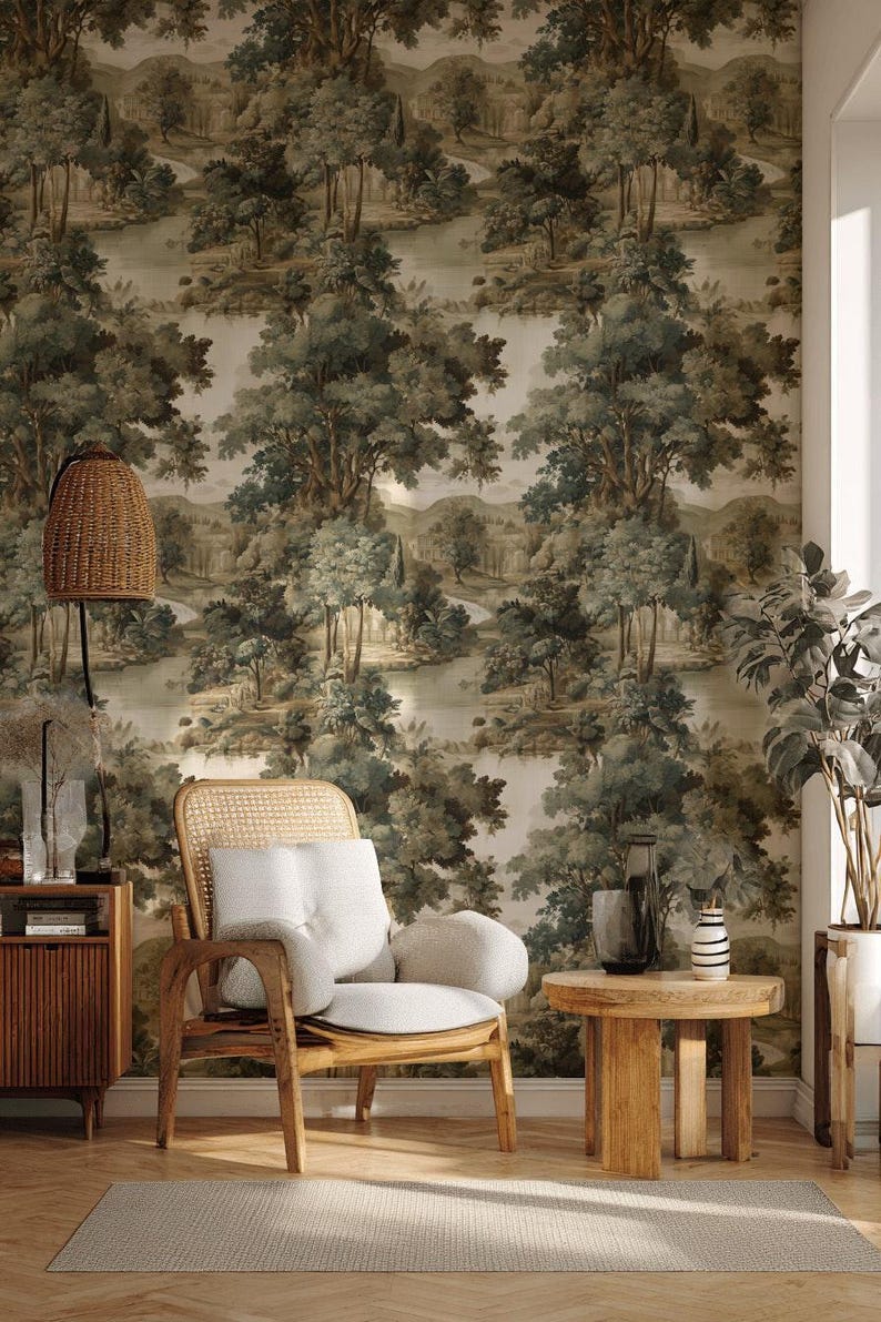 Pastoral Landscape Wallpaper Peel and Stick Vintage Mural Scenic Wall ...