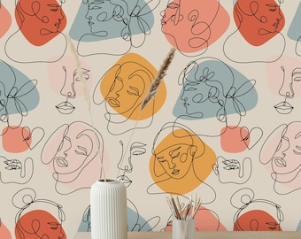 Abstract Faces Peel And Stick Wallpaper Pattern Removable