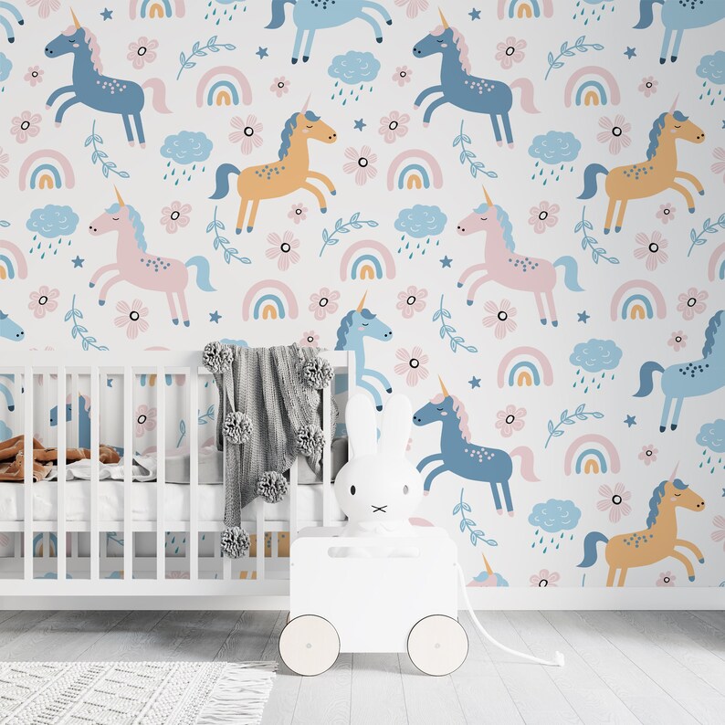 Cute Unicorn Peel and Stick Wallpaper Pattern Removable - Etsy