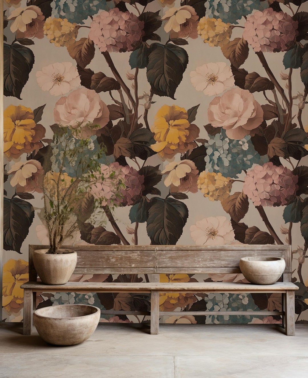 Soft Vintage Inspired Floral Wallpaper Classic Pink Flower Mural ...