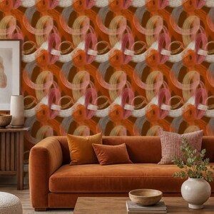 Abstract Wallpaper Dark Background Peel And Stick Swirling Brushstrokes Removable Wall Decor