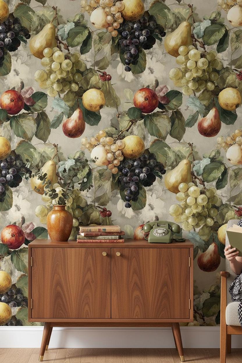 Vintage Fruits Wallpaper Artistic Peel and Stick Nature Wall Decor - Etsy