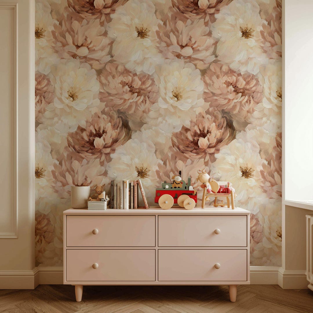Floral Wallpaper Peel and Stick Beige Mural Vintage Wall Decor - Etsy