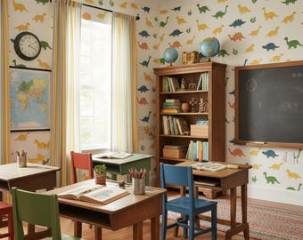White Background Wallpaper Dinosaur Peel And Stick Fun Wall Mural