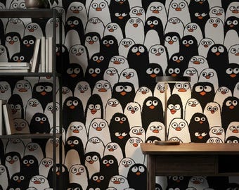 Papel pintado de pingüinos abstracto, despegable y adhesivo, decoración de pared moderna
