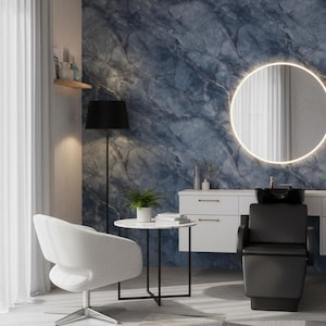 Marmeren behang Peel and Stick blauwe muurschildering hedendaagse muurdecoratie
