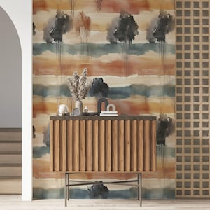 Abstract Watercolor Landscape Wallpaper Artistic Gradient Modern Interiors