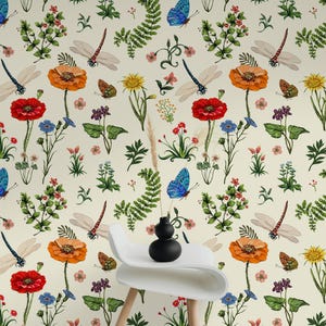 Dragonflies Peel and Stick Wallpaper Vinyl Removable Mural
