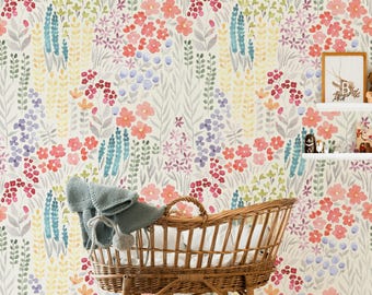 Watercolor Flowers Peel and Stick Wallpaper Removable