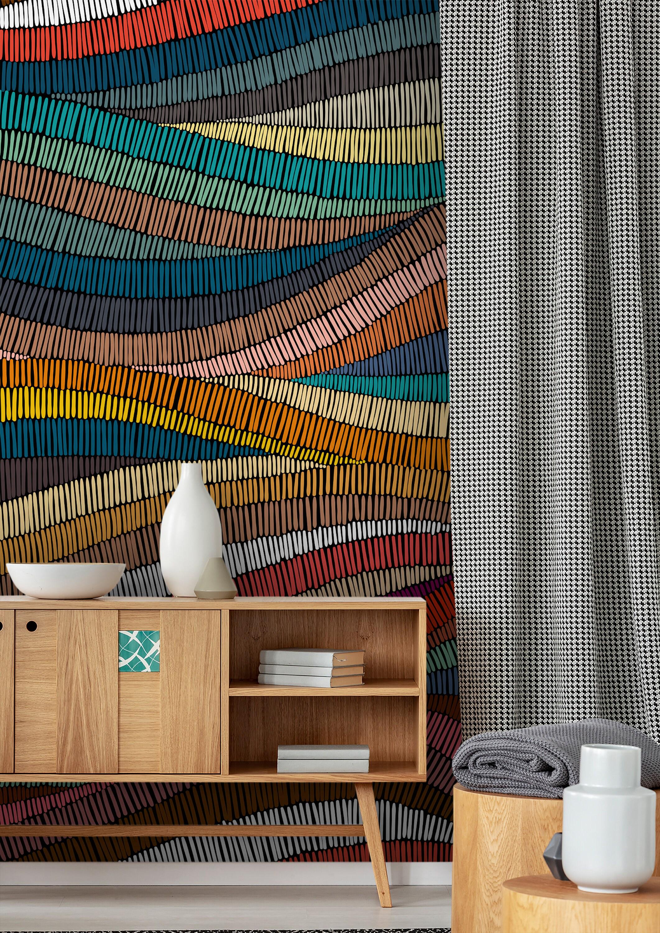 Rainbow Wallpaper Peel and Stick Geometric Wall Mural Ethnic Design ...