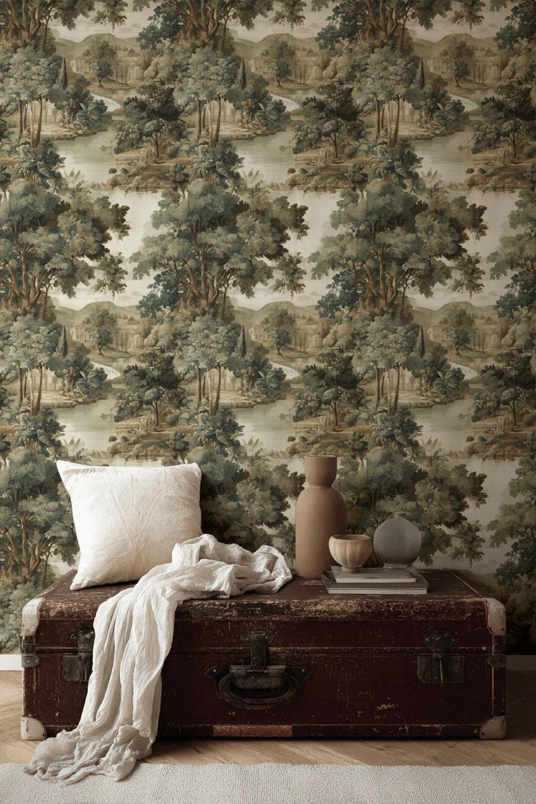 Pastoral Landscape Wallpaper Peel and Stick Vintage Mural Scenic Wall ...
