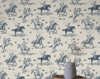 Western Cowboy Peel and Stick Wallpaper | Rustic Rodeo Wall Mural